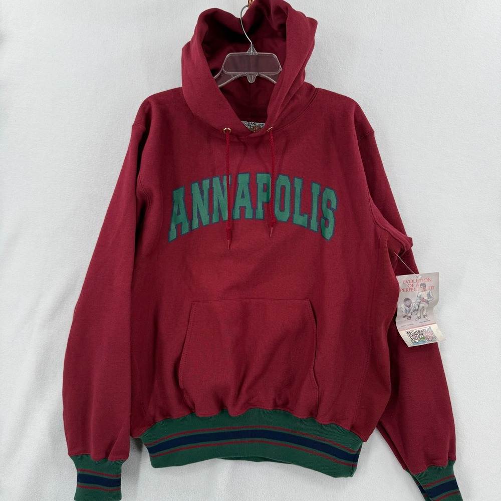 Mt Spokane Knitting Mills Hoodie Men XL Maroon Annapolis Vintage 90s Heavyweight